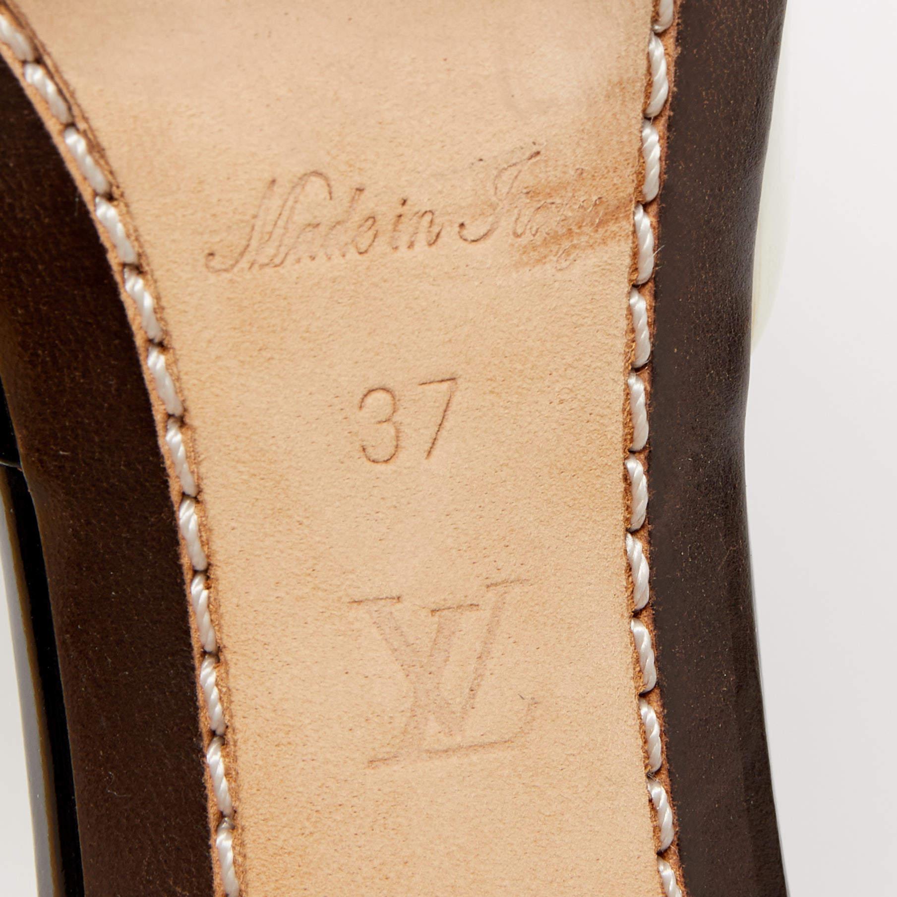 Louis Vuitton Black/White Leather Bow D'orsay Pumps Size 37 3