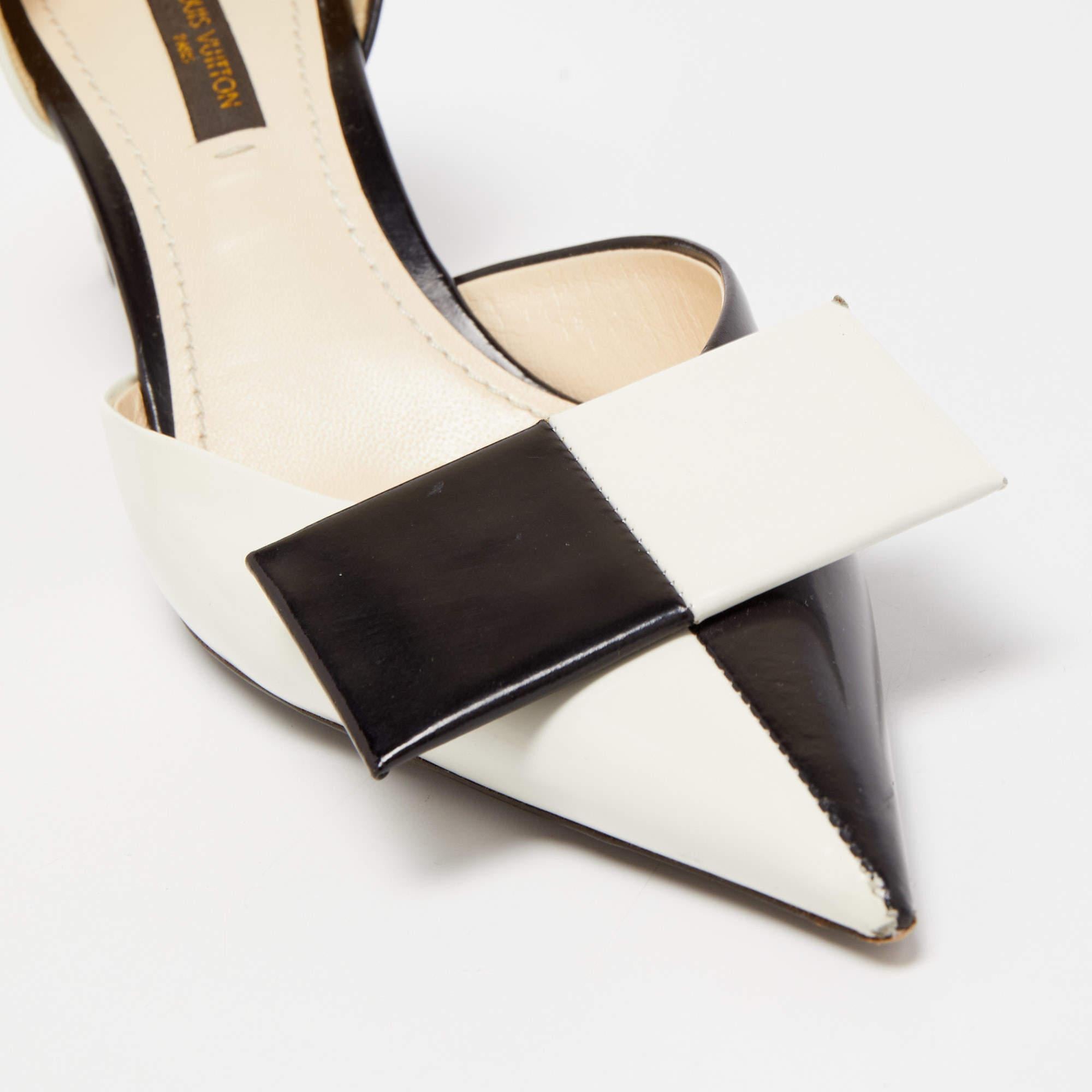 Louis Vuitton Black/White Leather Bow D'orsay Pumps Size 37 4