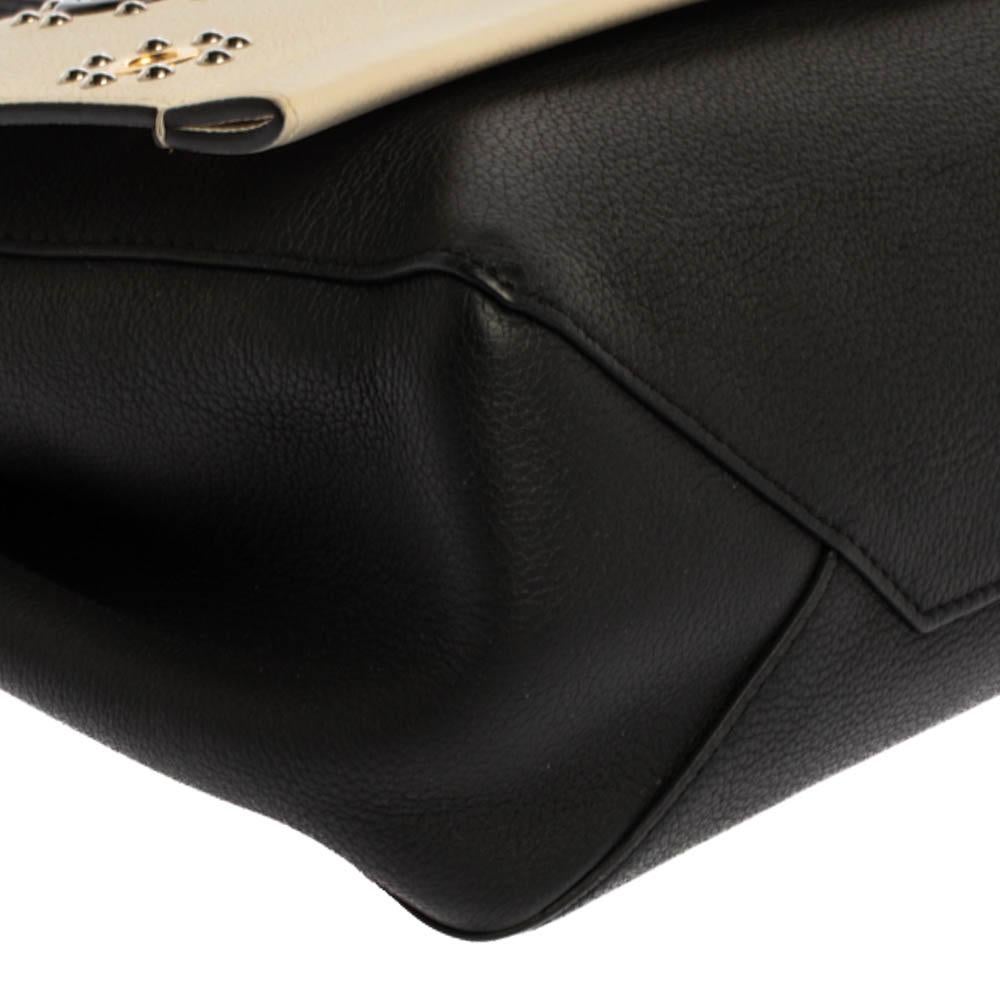 Beige Louis Vuitton Black/White Leather Lockme II Mechanical Flower Bag