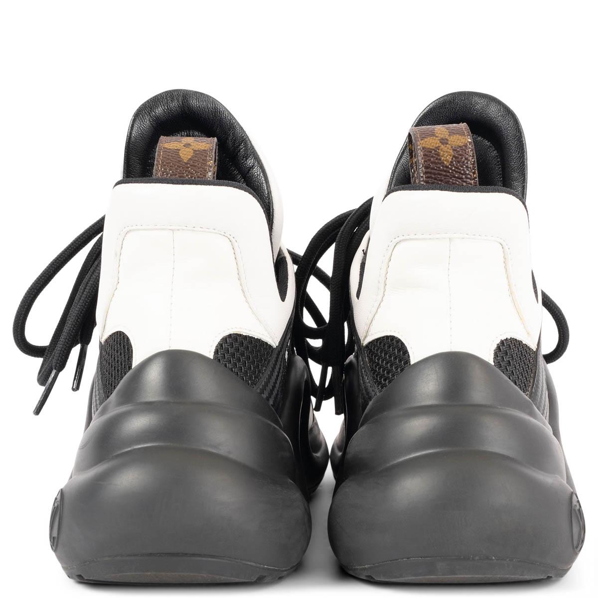 LOUIS VUITTON black & white leather & mesh ARCHLIGHT Shoes 36 For Sale 1