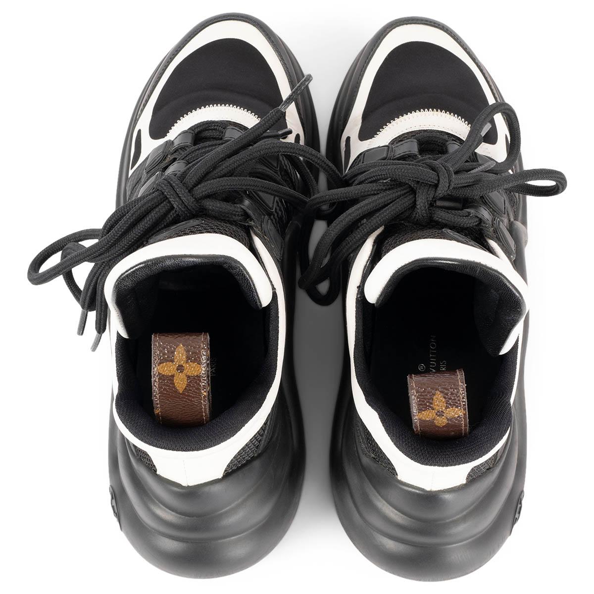 LOUIS VUITTON black & white leather & mesh ARCHLIGHT Shoes 36 For Sale 2