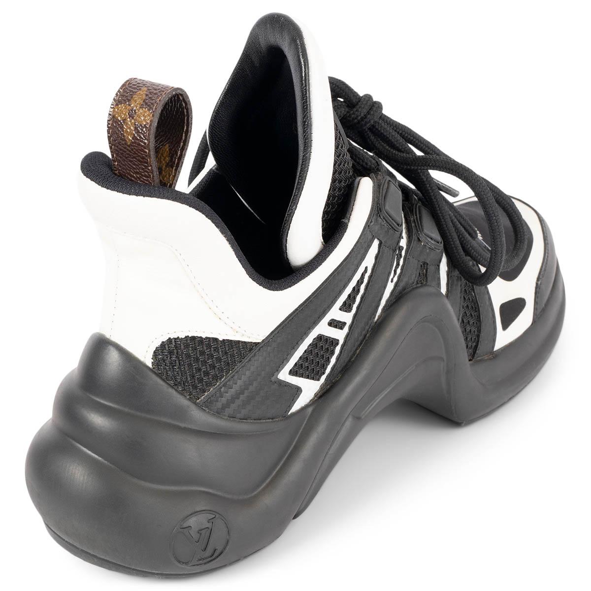 LOUIS VUITTON black & white leather & mesh ARCHLIGHT Shoes 36 For Sale 3