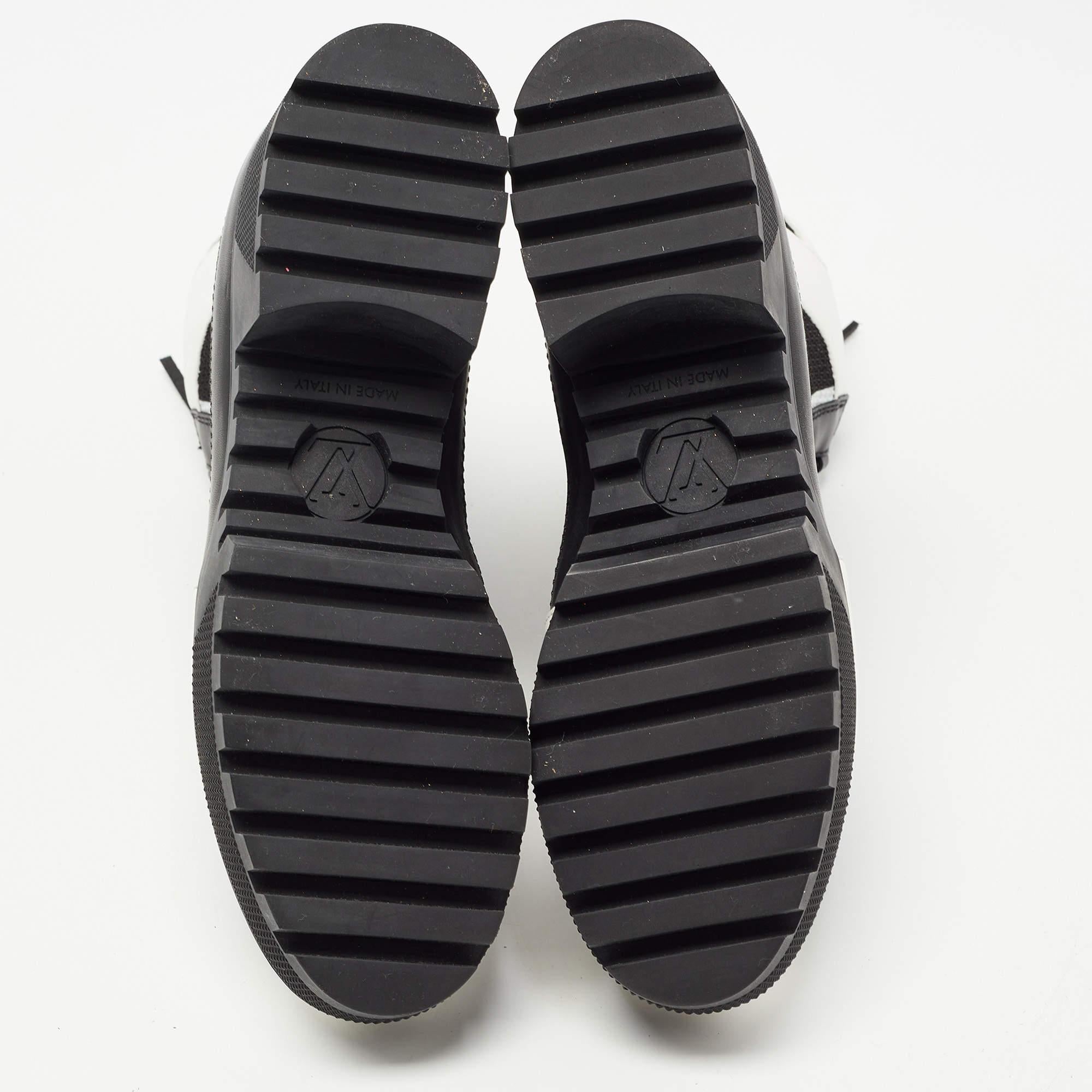 Louis Vuitton Black/White Leather Mesh Laureate Platform Desert Boots Size 40 1