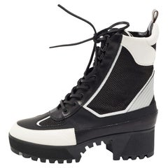 Louis Vuitton Black/White Leather Mesh Laureate Platform Desert Boots Size 40