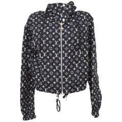 Louis Vuitton Schwarz Weiß Monogramm Silber Herren Damen Leichte Windbreaker Jacke