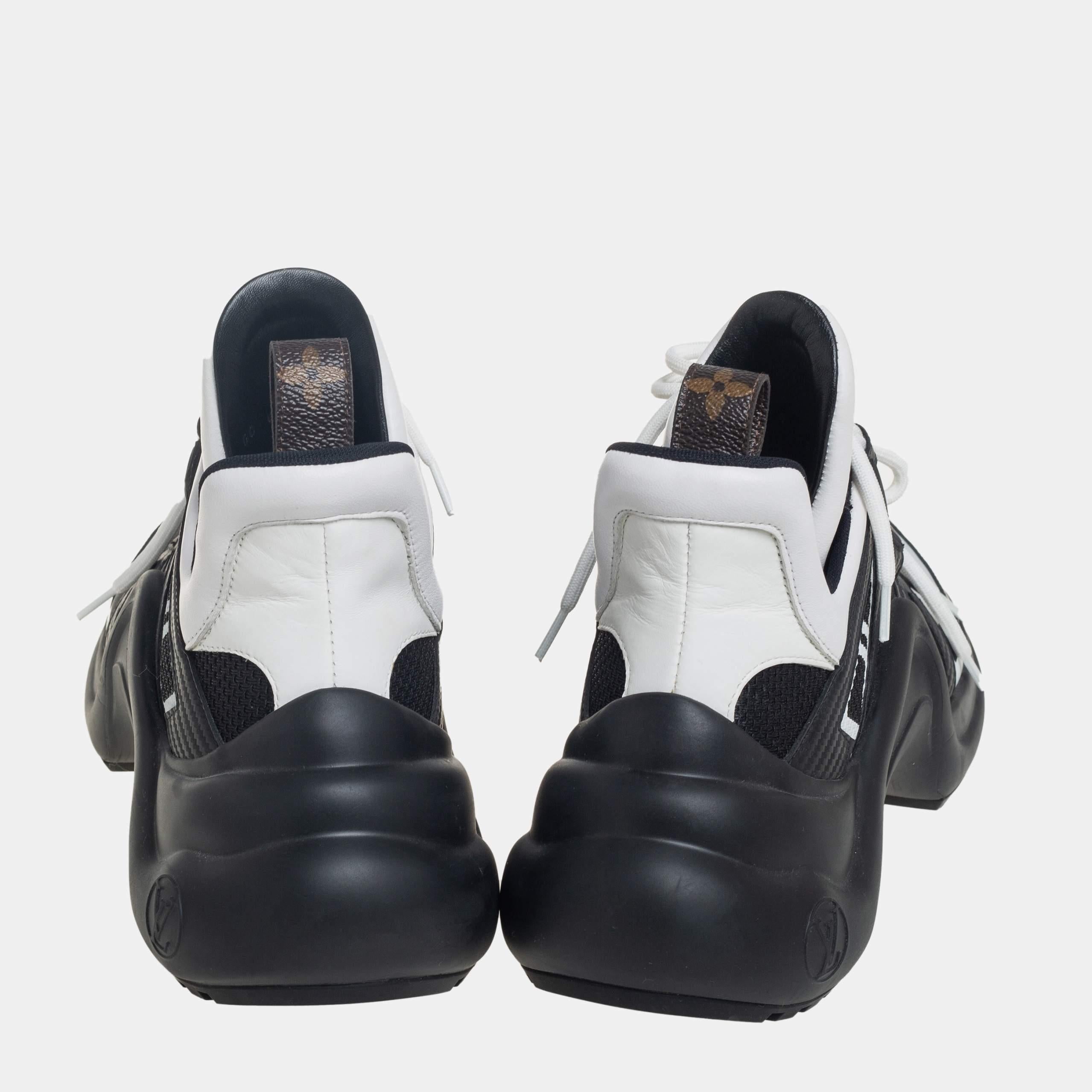 Louis Vuitton Black/White Neoprene and Leather Archlight Sneakers Size 39 In Good Condition In Dubai, Al Qouz 2