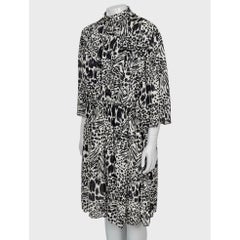 Louis Vuitton Black & White Pleated Silk Shirt Dress Sz.38