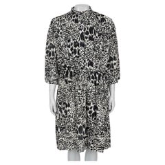 Louis Vuitton Black & White Pleated Silk Shirt Dress Sz.38