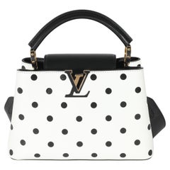 Louis Vuitton Schwarz-Weiß Polka Dot Bedrucktes Leder Capucines BB