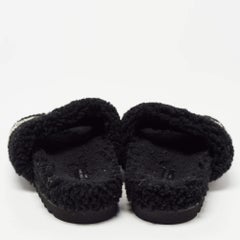 Louis Vuitton Black/White Shearing Fur Slide Flats Size 38