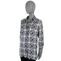 LOUIS VUITTON black & white silk 2018 GEOMETRIC Blouse Shirt 36 XS