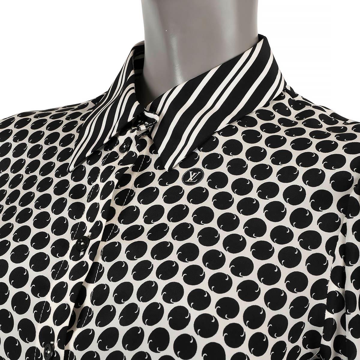 LOUIS VUITTON black & white silk 2019 DOTTED Blouse Shirt 36 XS For Sale 1