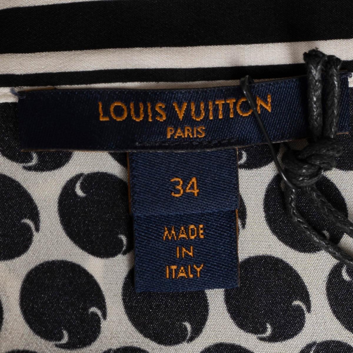 LOUIS VUITTON black & white silk 2019 DOTTED Blouse Shirt 36 XS For Sale 3