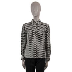 LOUIS VUITTON black & white silk 2019 DOTTED Blouse Shirt 36 XS