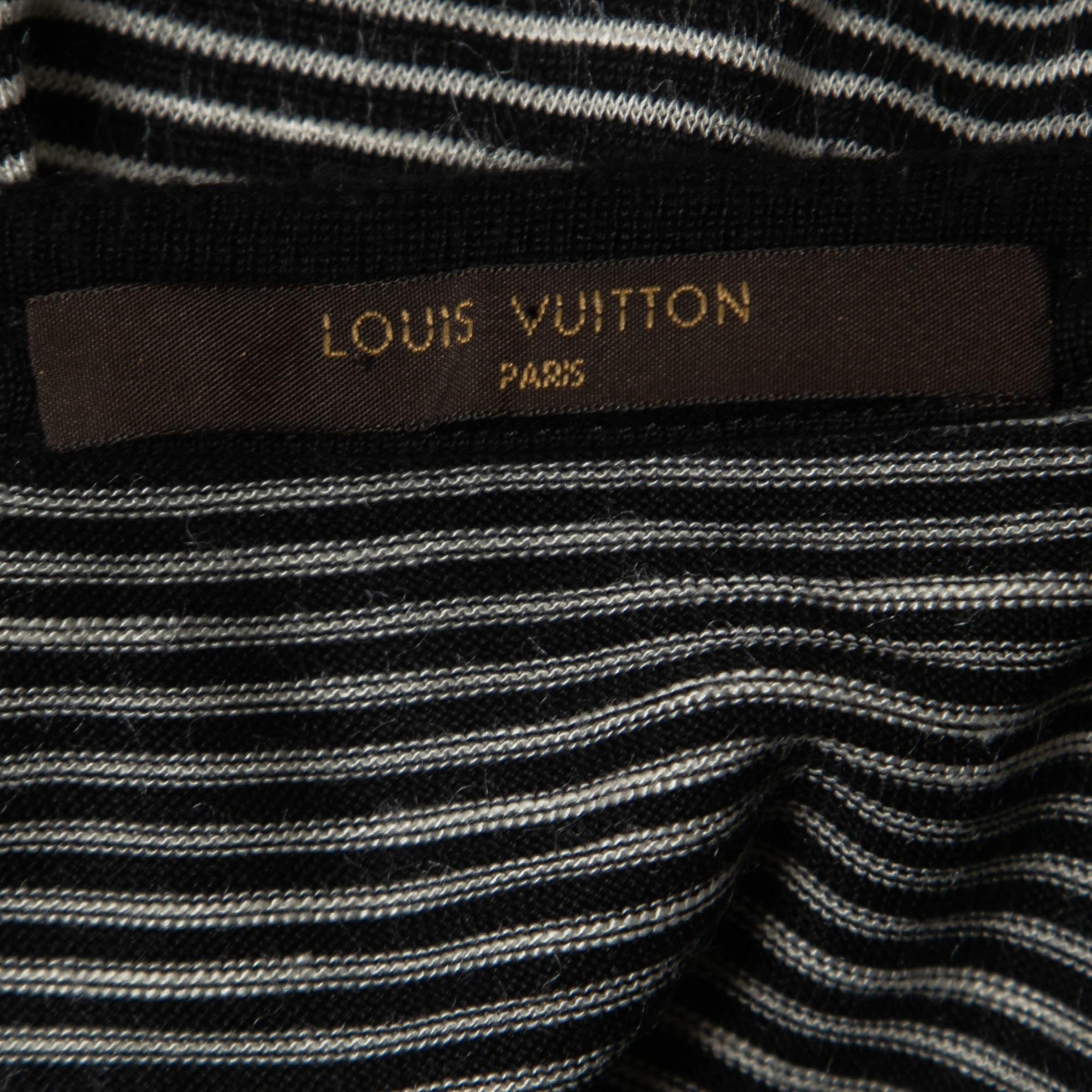 Louis Vuitton Black & White Striped Silk Knit T-Shirt XS 1