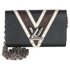 Louis Vuitton Black White V Monogram Canvas Twist Wallet on Chain