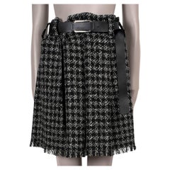 LOUIS VUITTON Schwarz-Weißer Wollrock aus Belted HOUNDSTOOTH TWEED 2017 40 M