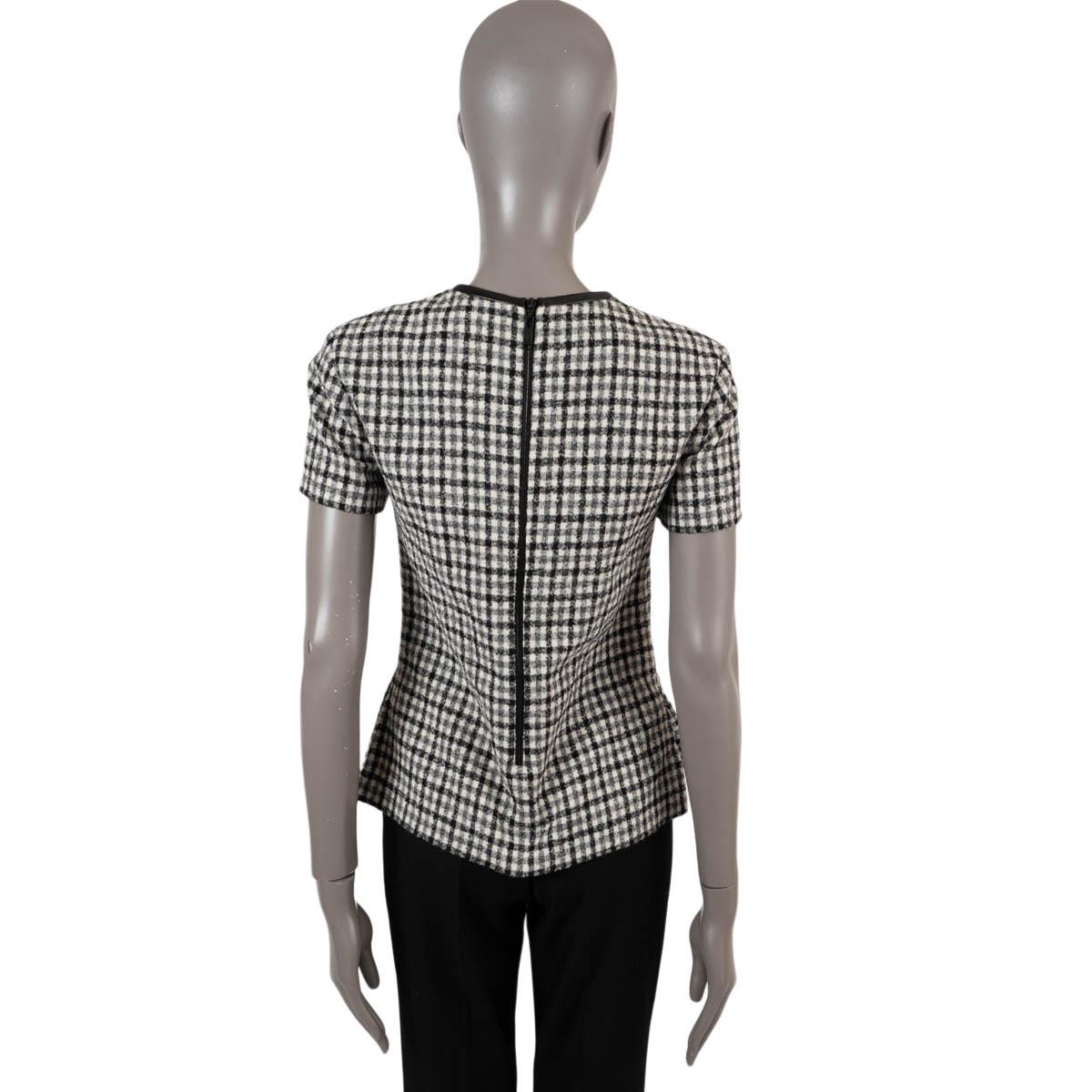 Women's LOUIS VUITTON black & white wool LEATHER TRIM CHECK Shirt 36 XS For Sale