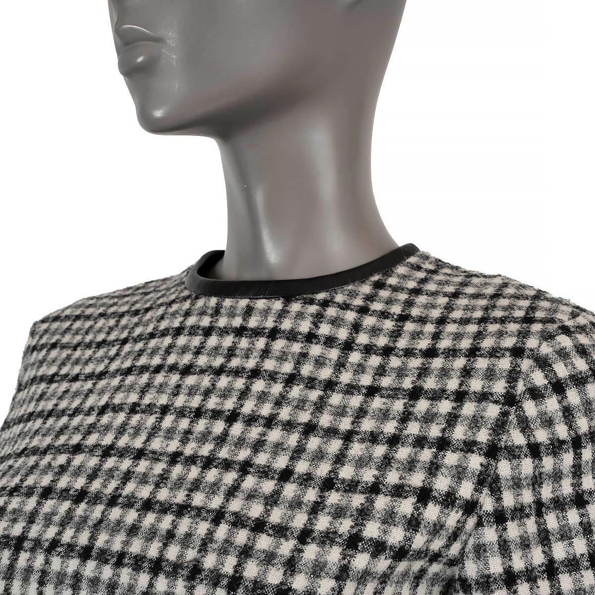 LOUIS VUITTON black & white wool LEATHER TRIM CHECK Shirt 36 XS For Sale 2