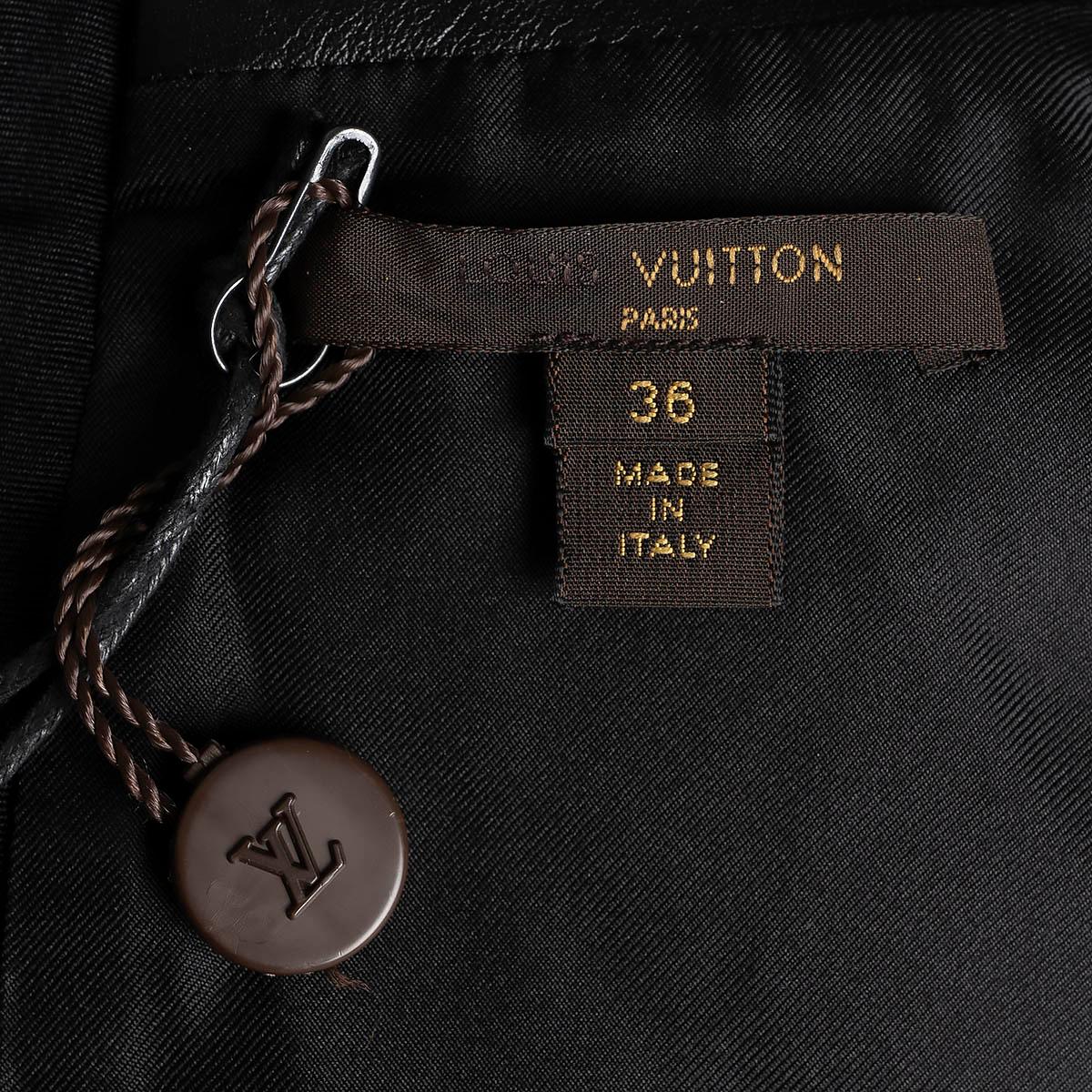 LOUIS VUITTON black & white wool LEATHER TRIM CHECK Shirt 36 XS For Sale 4
