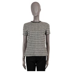 LOUIS VUITTON black & white wool LEATHER TRIM CHECK Shirt 36 XS