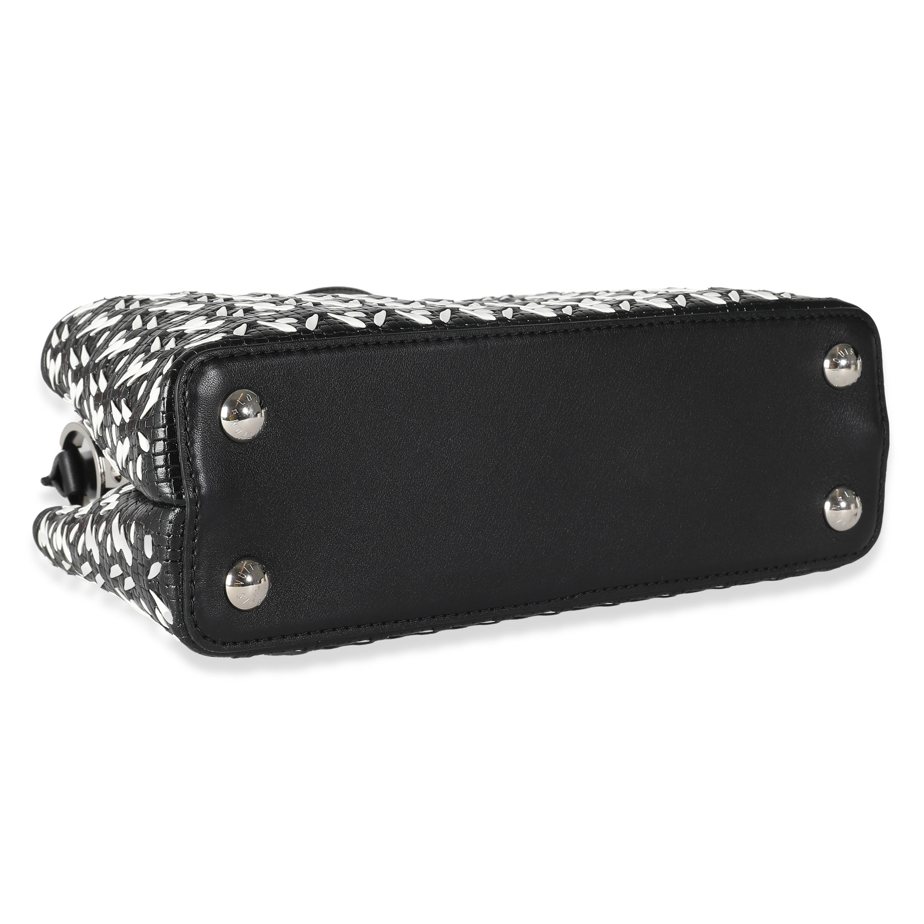 Louis Vuitton Black White Woven Calfskin Tressage Capucines BB For Sale 1