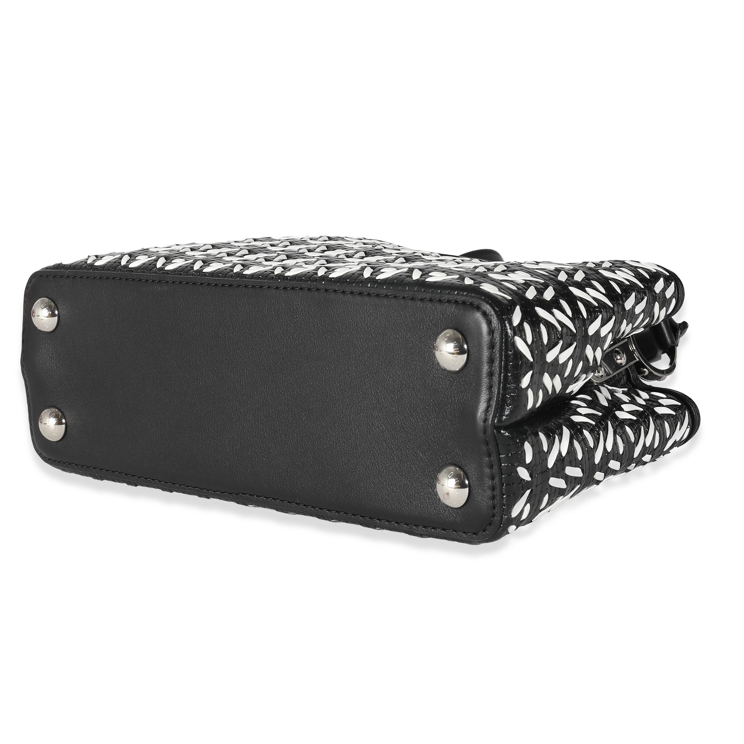 Louis Vuitton Black White Woven Calfskin Tressage Capucines BB For Sale 3