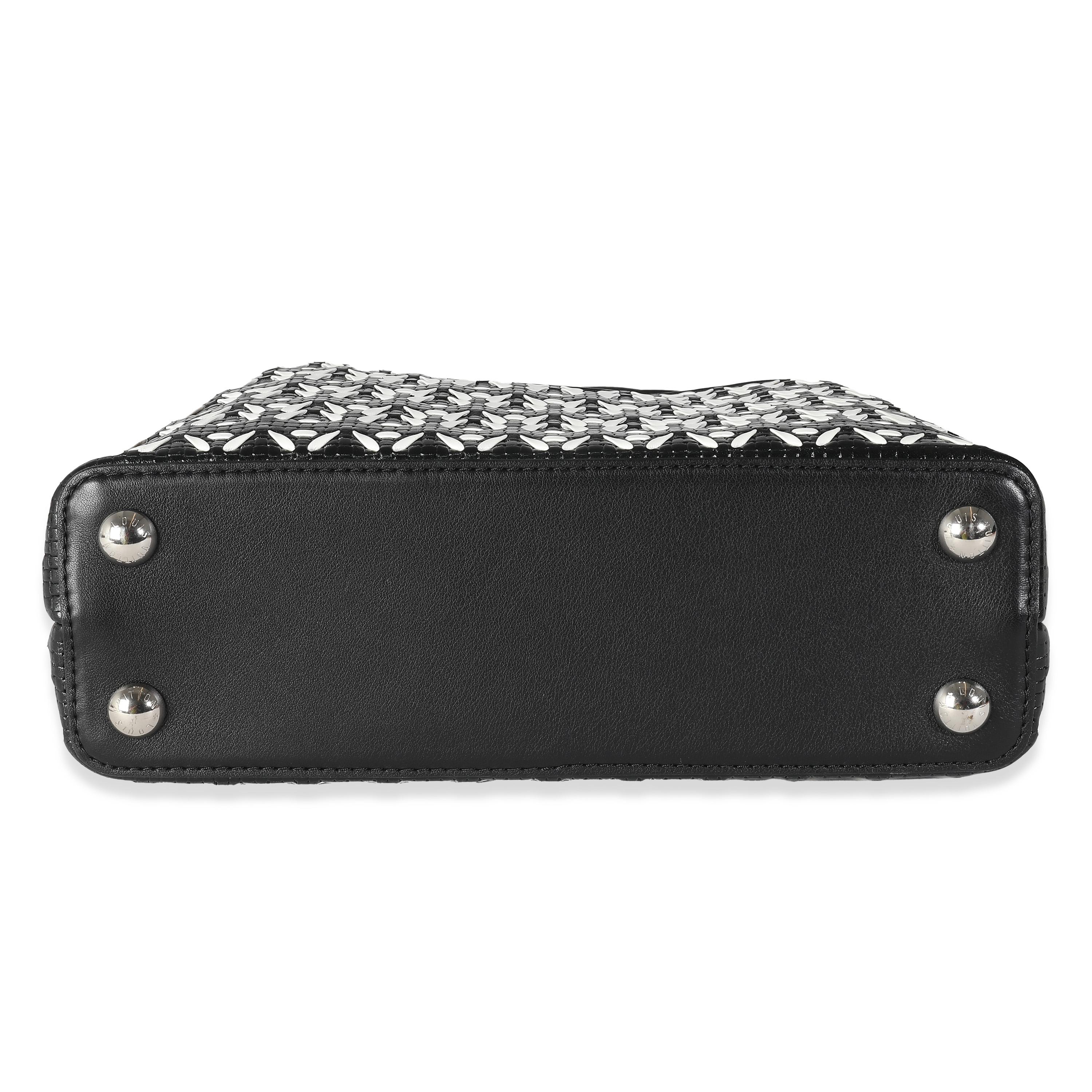 Louis Vuitton Black White Woven Calfskin Tressage Capucines BB For Sale 4