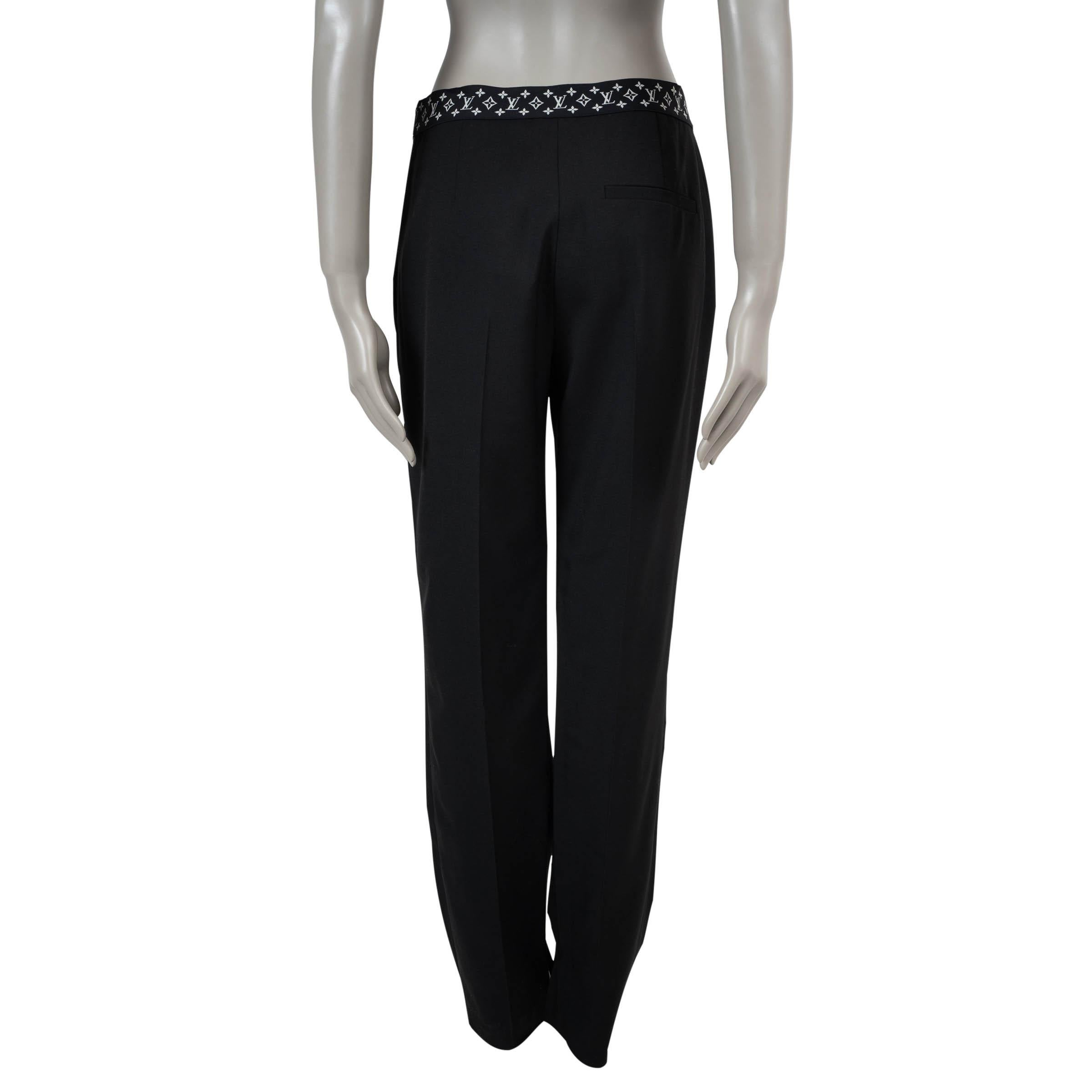 Noir LOUIS VUITTON lainage noir 2024 Pantalon droit à ceinture élastiquée 38 fit L en vente