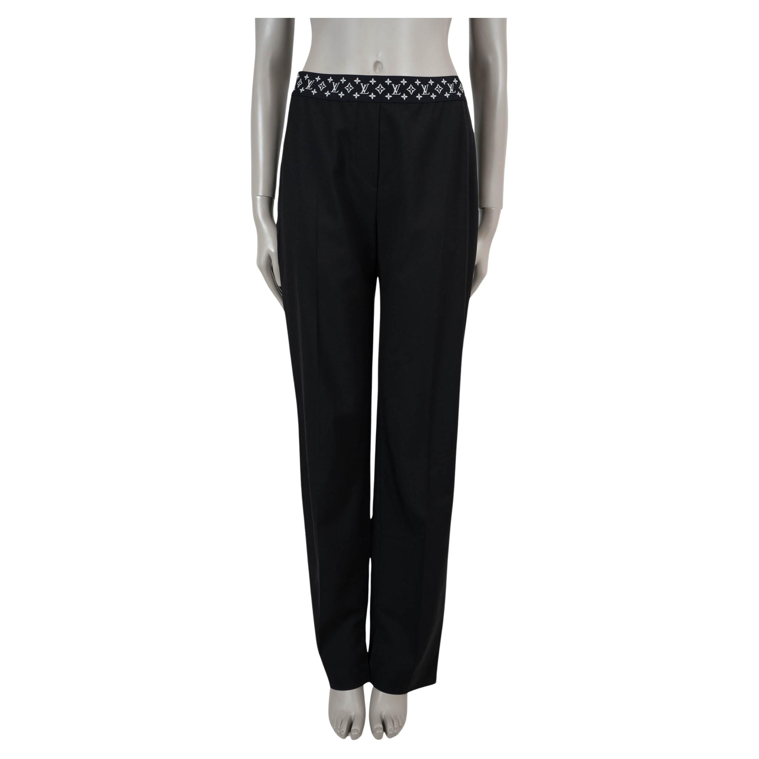 LOUIS VUITTON black wool 2024 ELASTIC WAIST BAND STRAIGHT Pants 38 fit L
