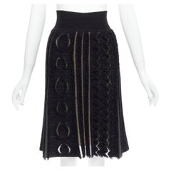 LOUIS VUITTON Monogram Wave Midi Skirt Black. Size 36