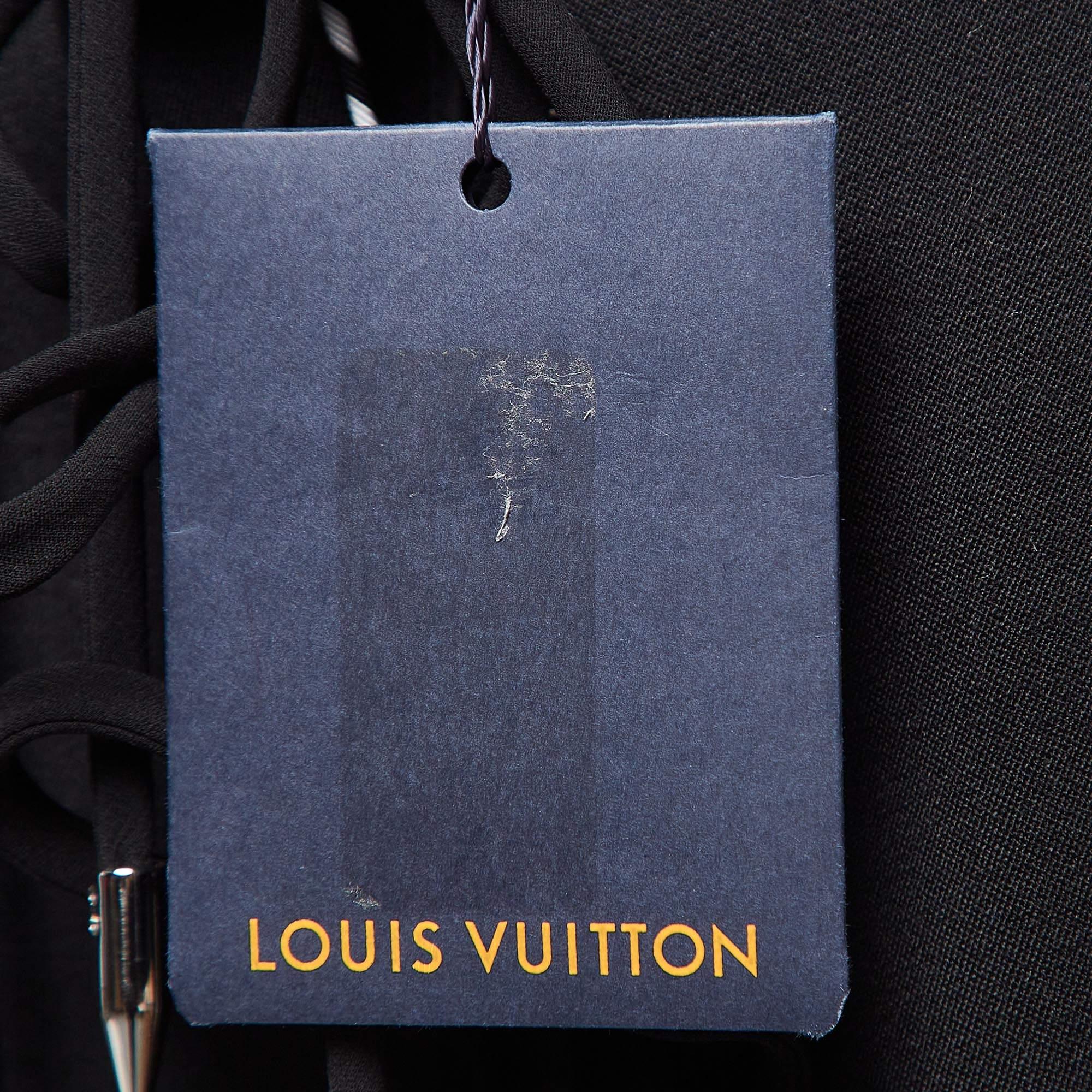 Louis Vuitton Black Wool Blend Lace-Up Neck Skater Dress M For Sale 1