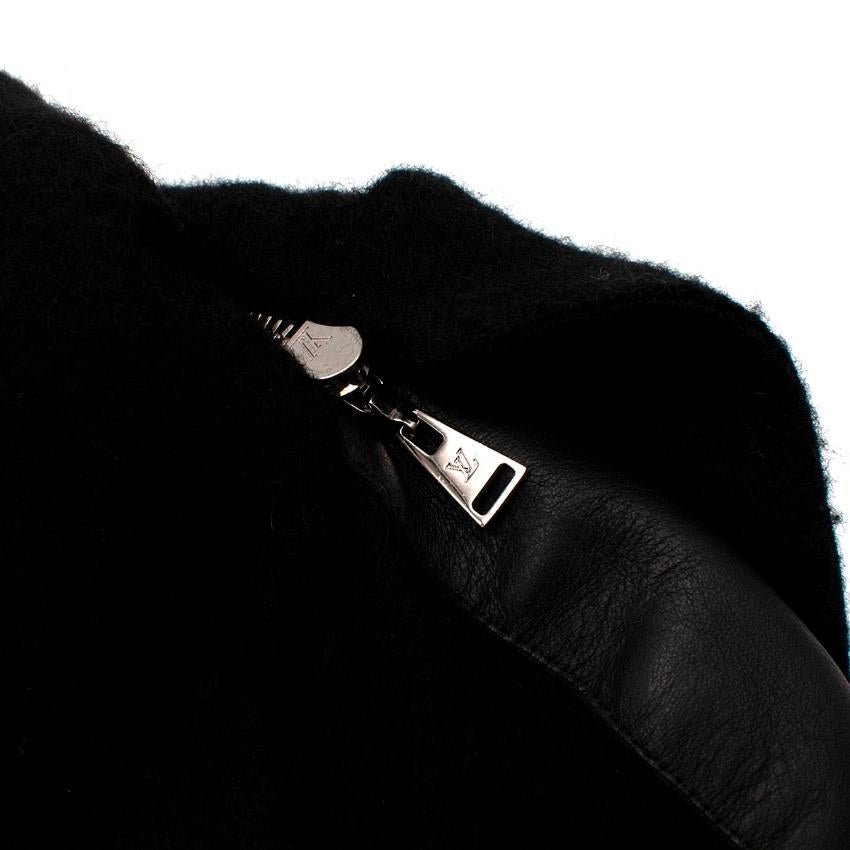 Women's Louis Vuitton Black & Wool Calfskin Leather Trim Zip Hooded Cape For Sale
