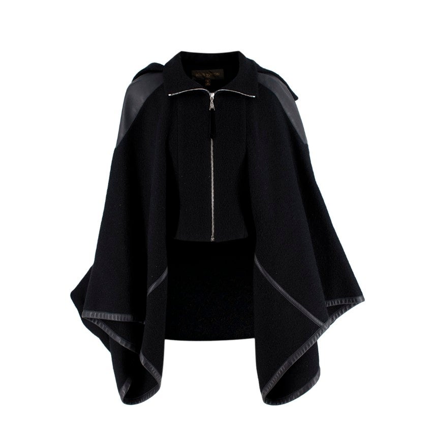 Louis Vuitton 2021-22FW Hooded Wrap Cape Coat In Wool And Silk With Fringe  (1A83TK)