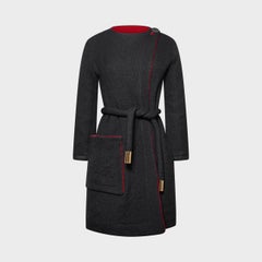 Louis Vuitton Black Wool Coat with Red Velvet Lining, Circa 2010