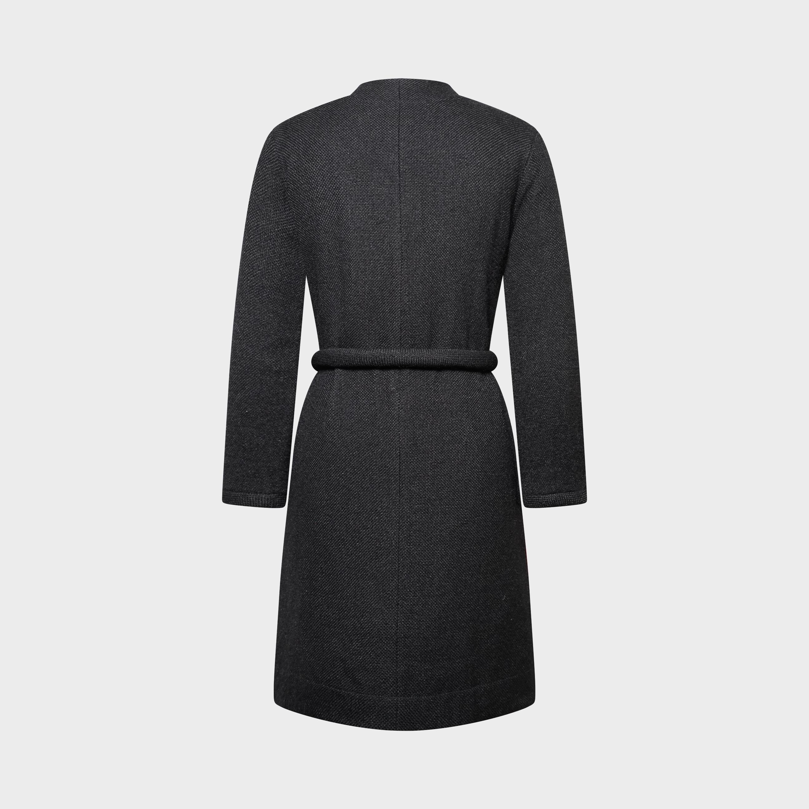 Louis Vuitton Mantel aus schwarzer Wolle mit rotem Samtfutter, CIRCA 2010 (Schwarz) im Angebot