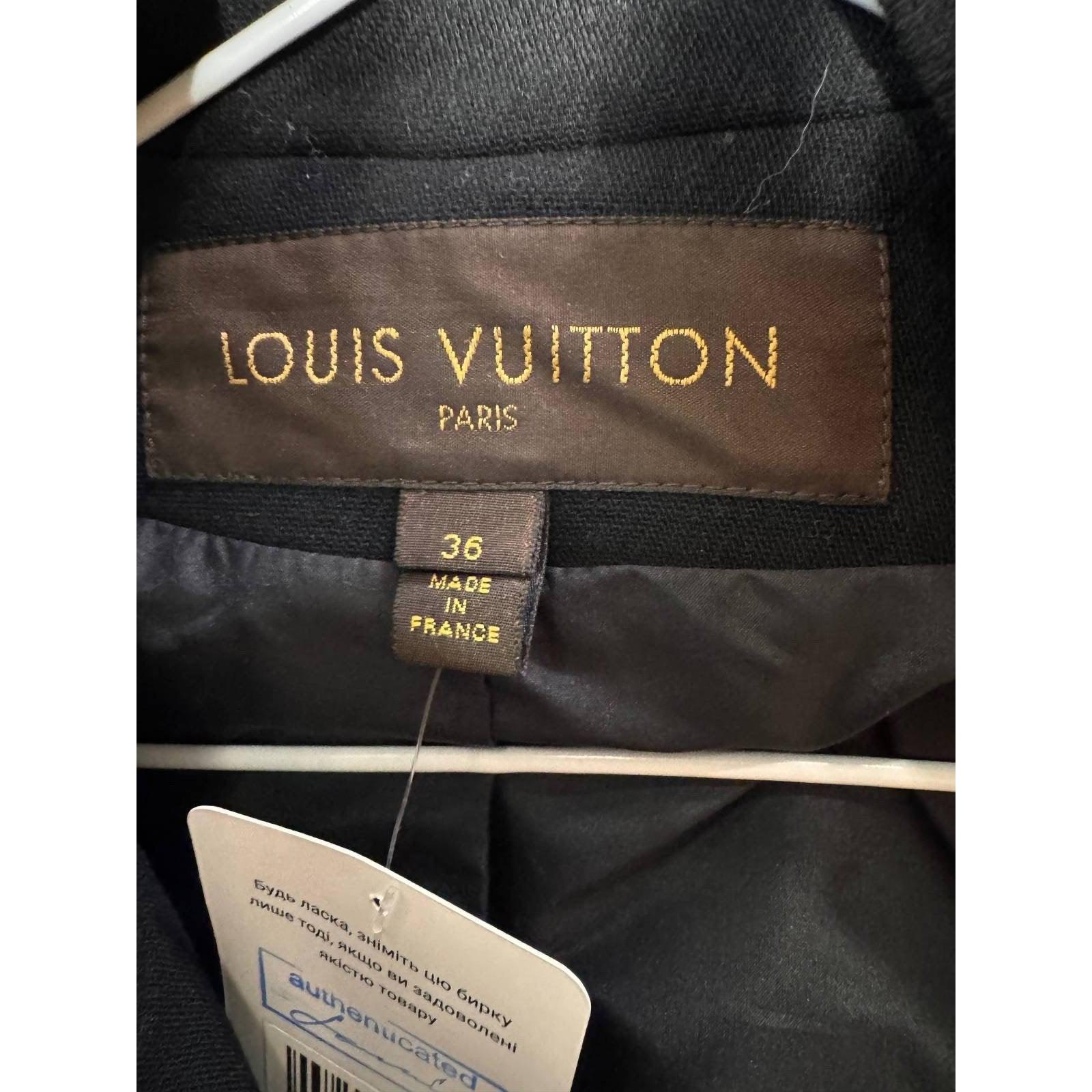 Louis Vuitton Schwarz Wolle Cropped Double-Breasted Coat Sz.36 im Angebot 2