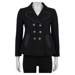 Louis Vuitton Black Wool Cropped Double-Breasted Coat Sz.36