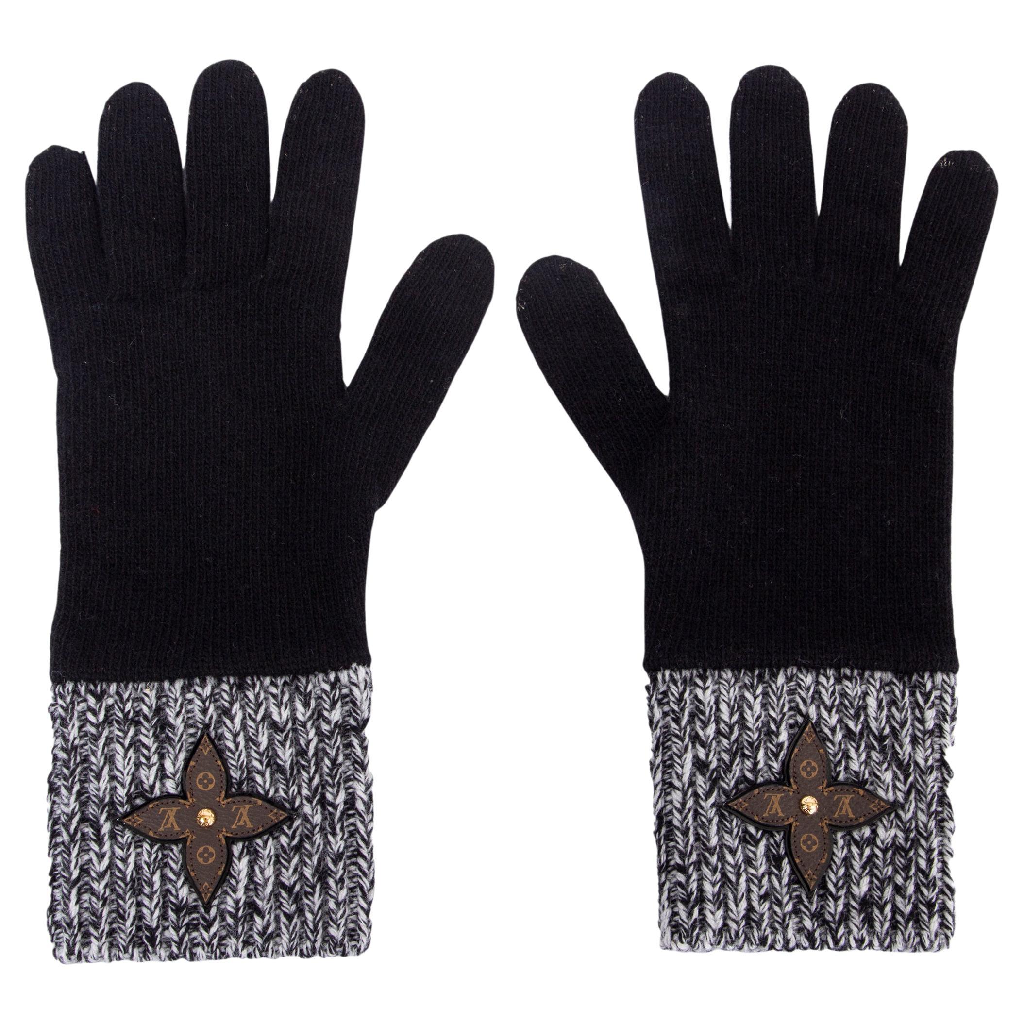 LOUIS VUITTON black wool GALAXY LV MONOGRAM Gloves One Size at