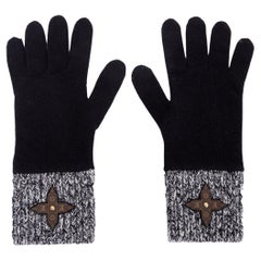 LOUIS VUITTON Schwarze GALAXY LV MONOGRAM Handschuhe aus Wolle, Einheitsgröße
