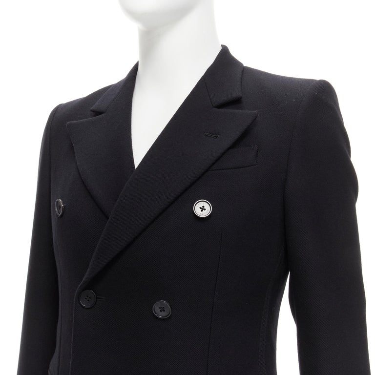 LOUIS VUITTON black wool peak collar double breasted blazer jacket