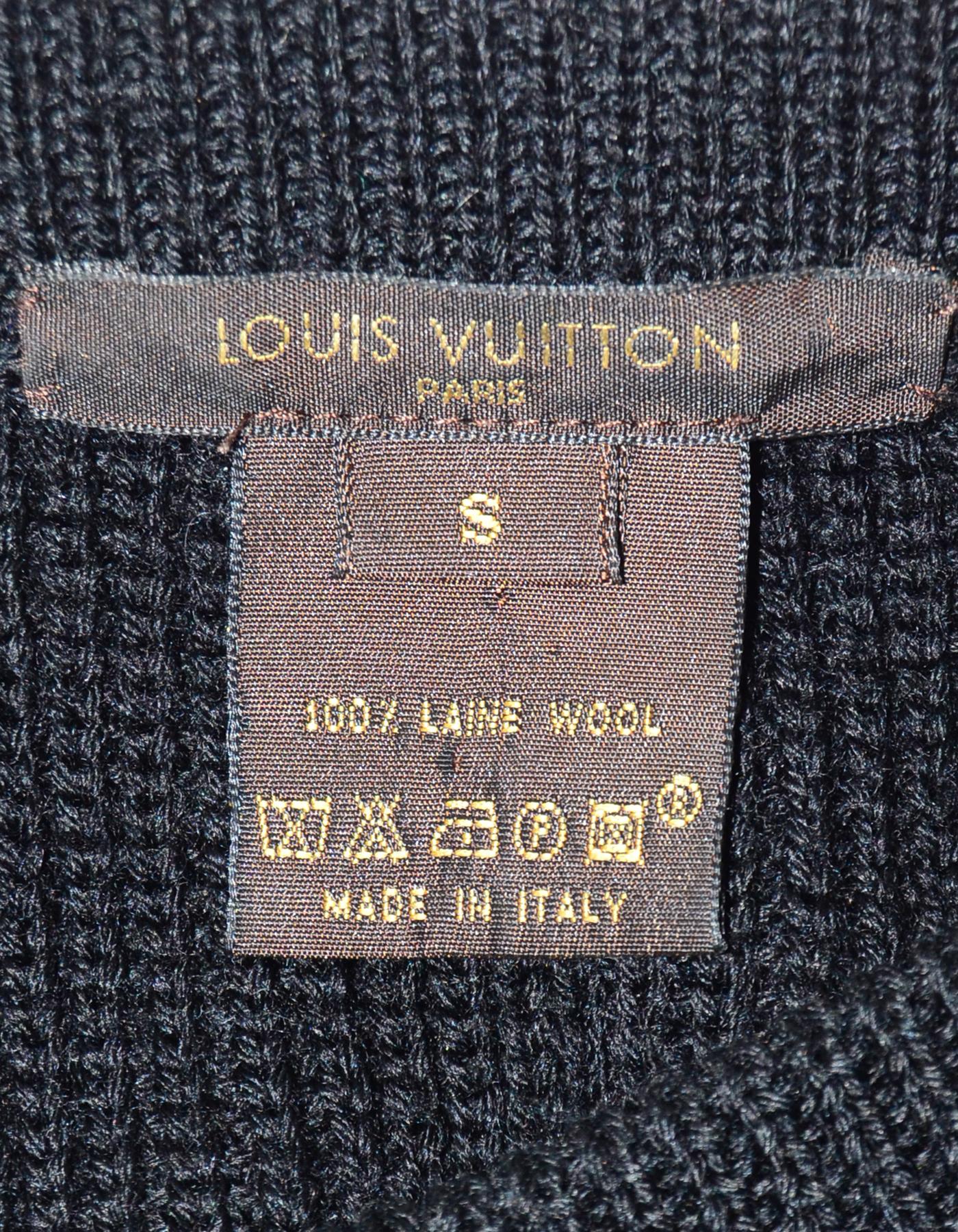 Louis Vuitton Black Wool Shortsleeve Knit Sweater Sz S In Good Condition In New York, NY