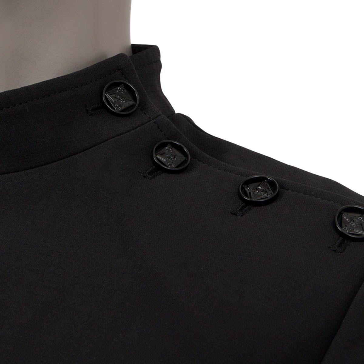 Black LOUIS VUITTON black wool & silk BUTTONED NECK SHORT SLLEVE Dress 40 M