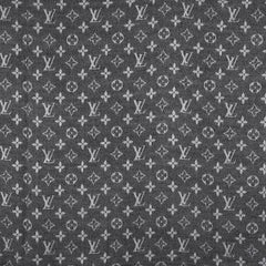 LOUIS VUITTON black wool & silk MONOGRAM DENIM Shawl Scarf