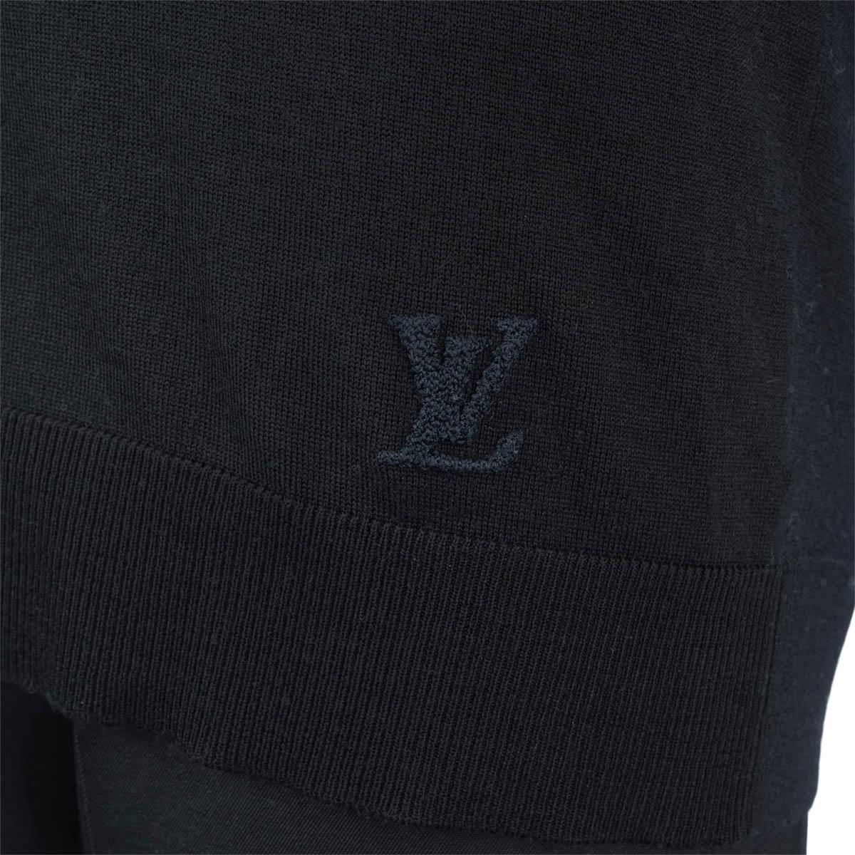 Women's LOUIS VUITTON black wool V-Neck Sweater M For Sale