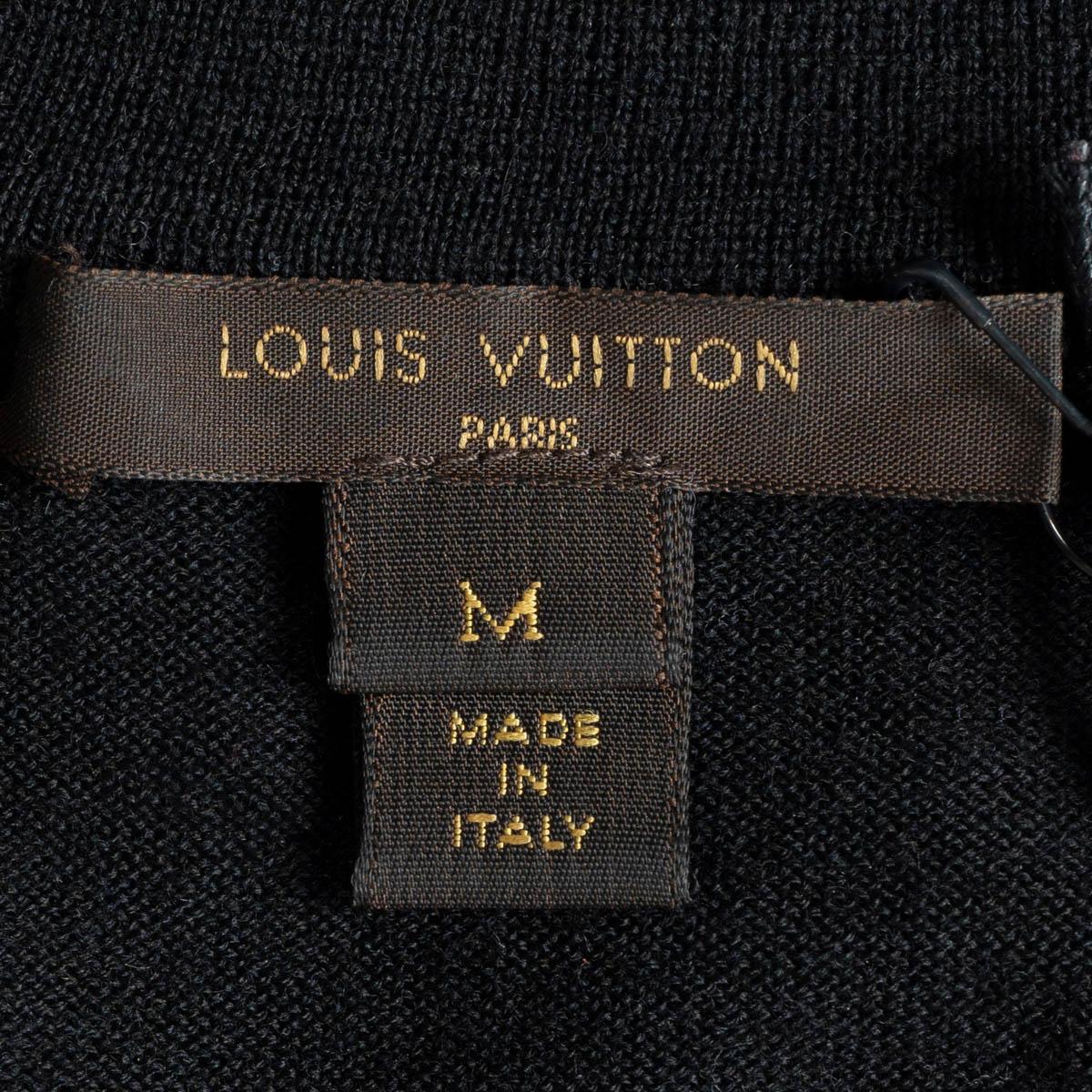 LOUIS VUITTON black wool V-Neck Sweater M For Sale 1