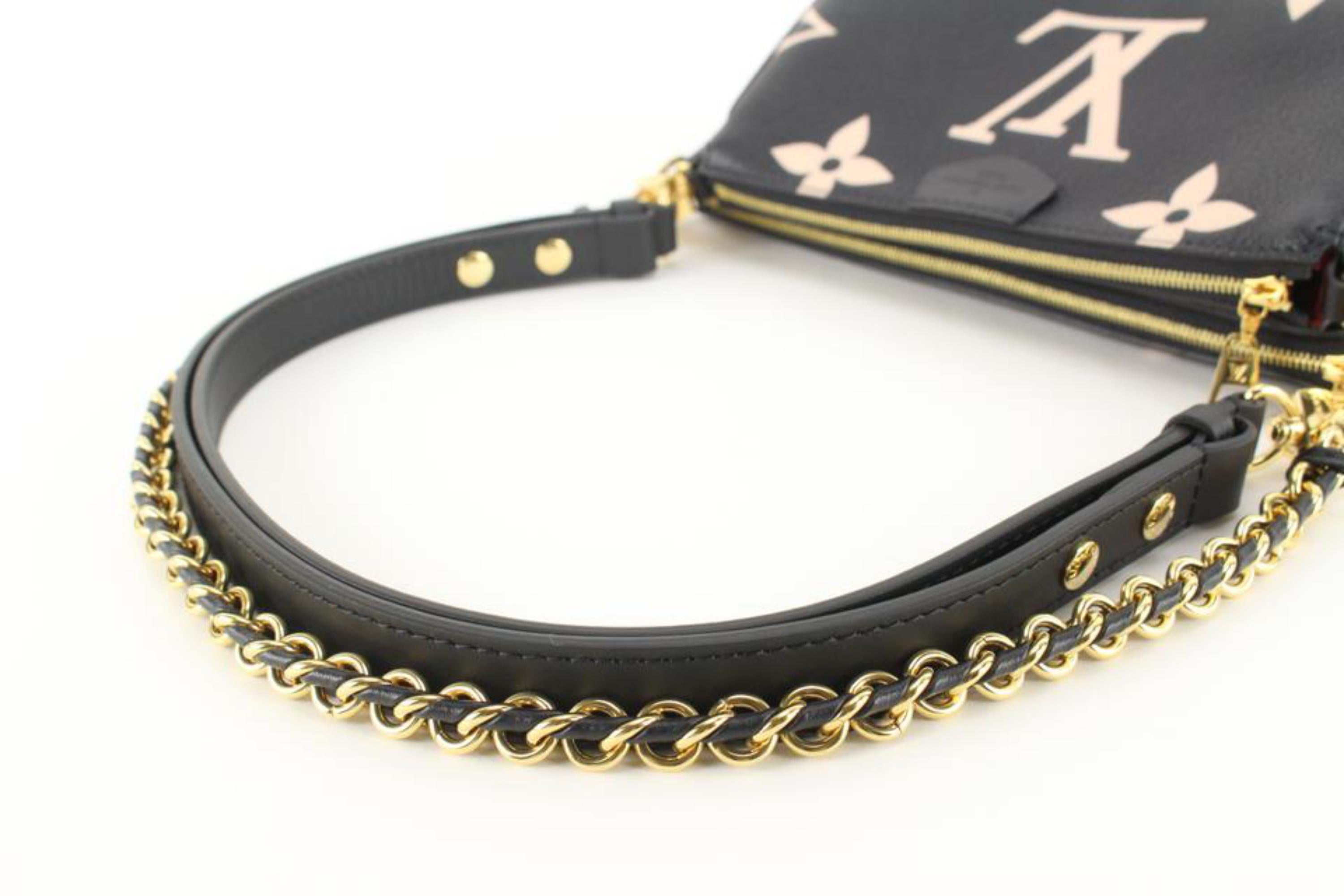 Louis Vuitton Black x Beige Monogram Leather Empreinte Multi Pochette 24lk810s 4