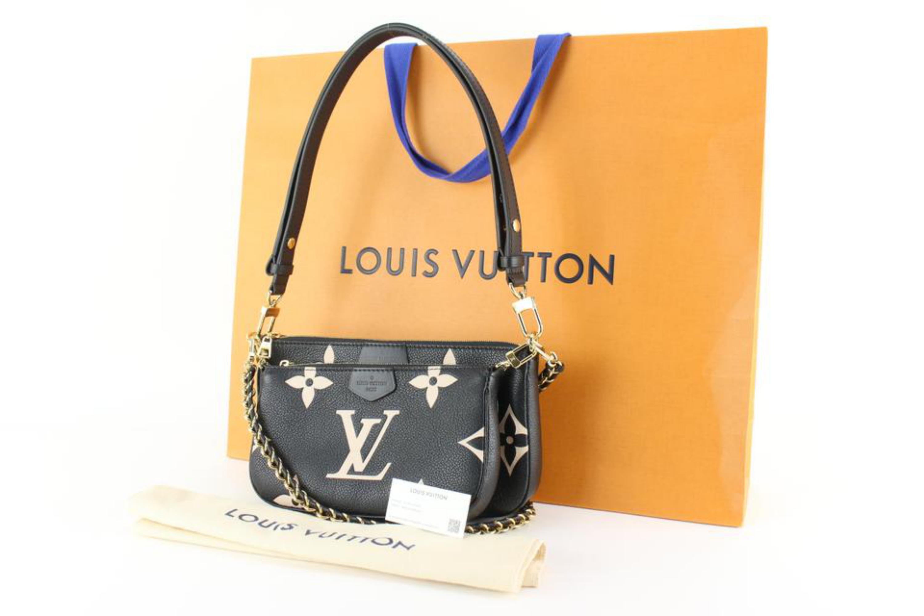 Louis Vuitton Black x Beige Monogram Leather Empreinte Multi Pochette 24lk810s 5