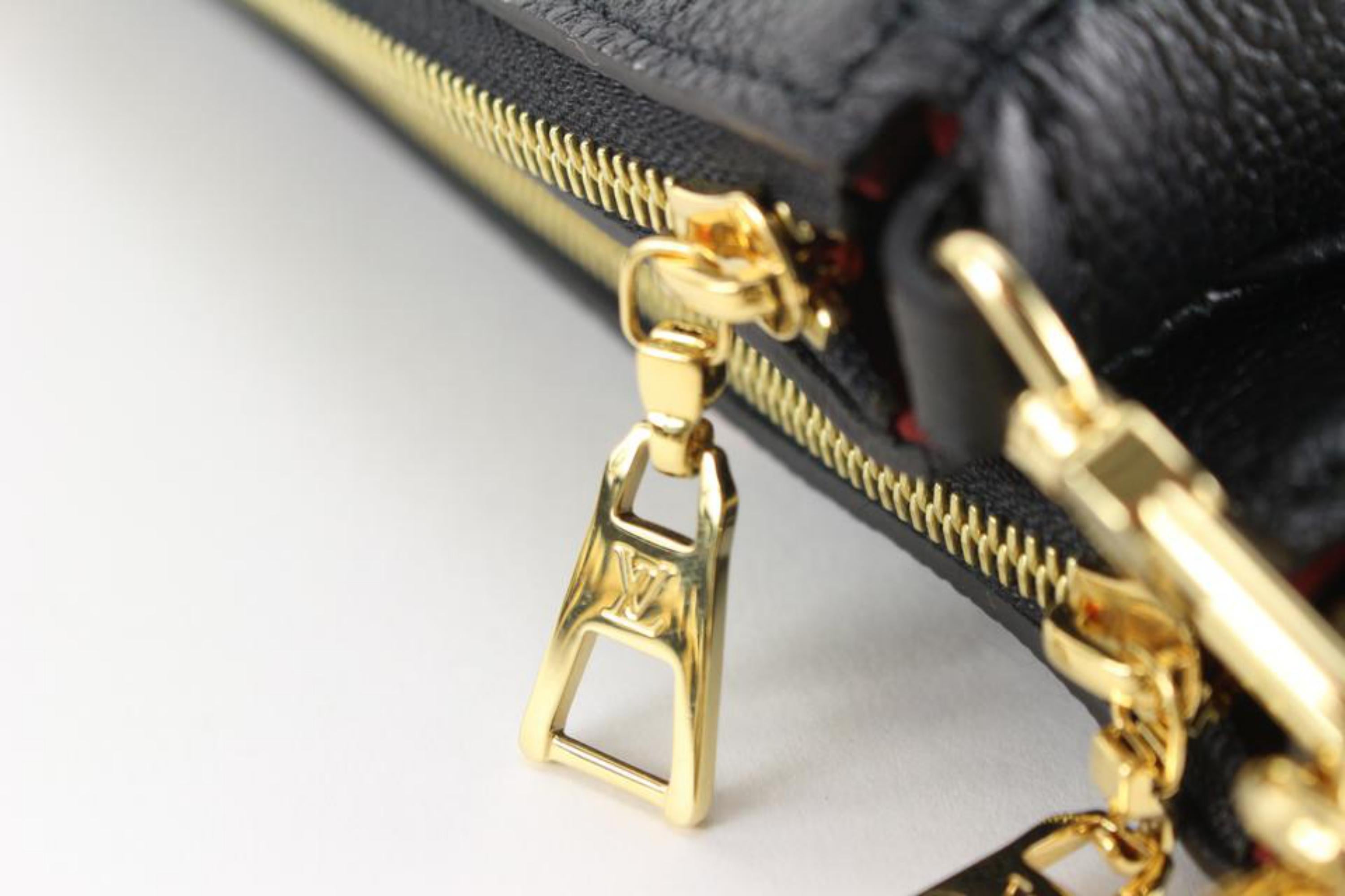 Louis Vuitton Black x Beige Monogram Leather Empreinte Multi Pochette 24lk810s In New Condition In Dix hills, NY