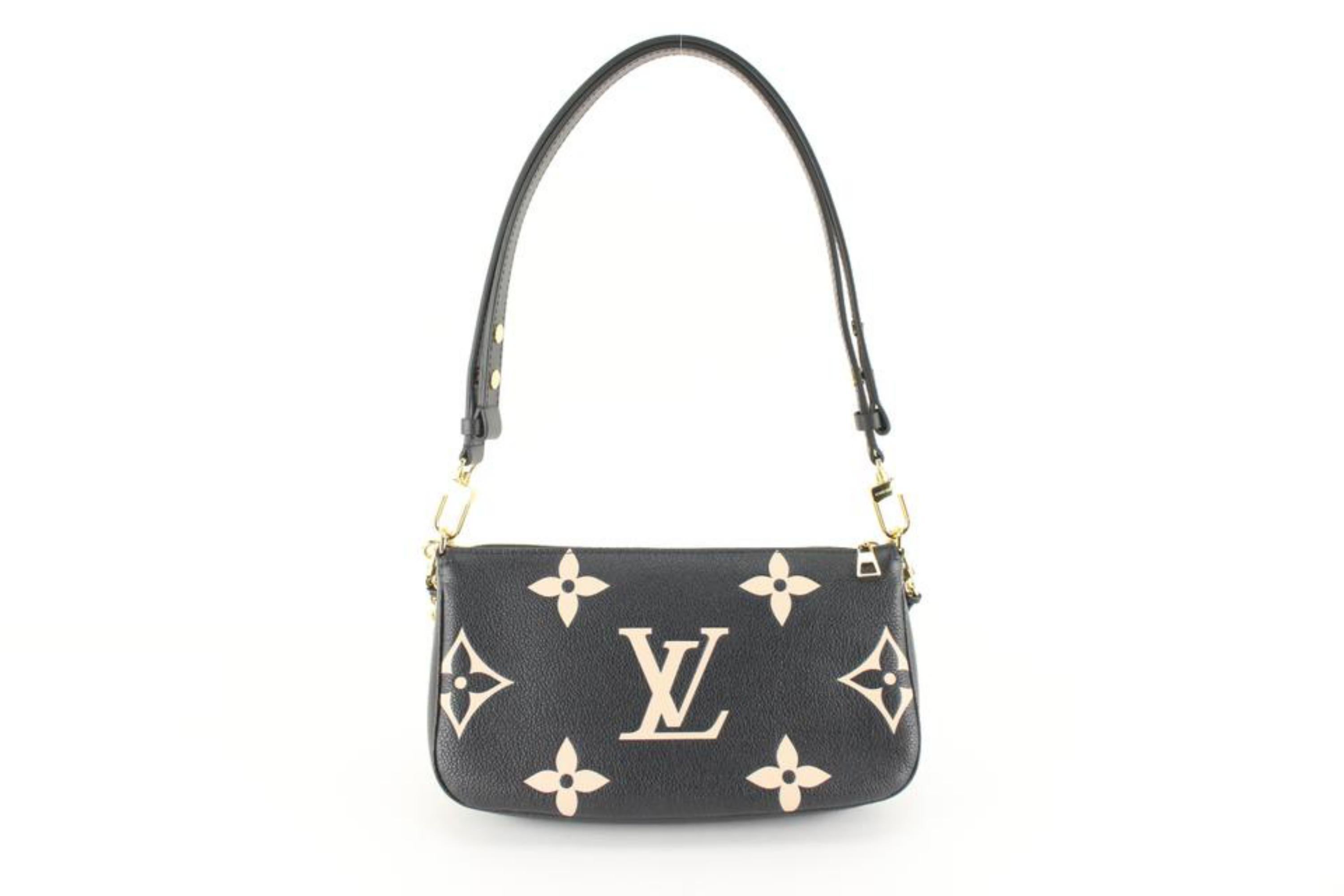 Women's Louis Vuitton Black x Beige Monogram Leather Empreinte Multi Pochette 24lk810s